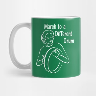March to a Different Drum - Curly Haired Bodhran Player - white Mug
